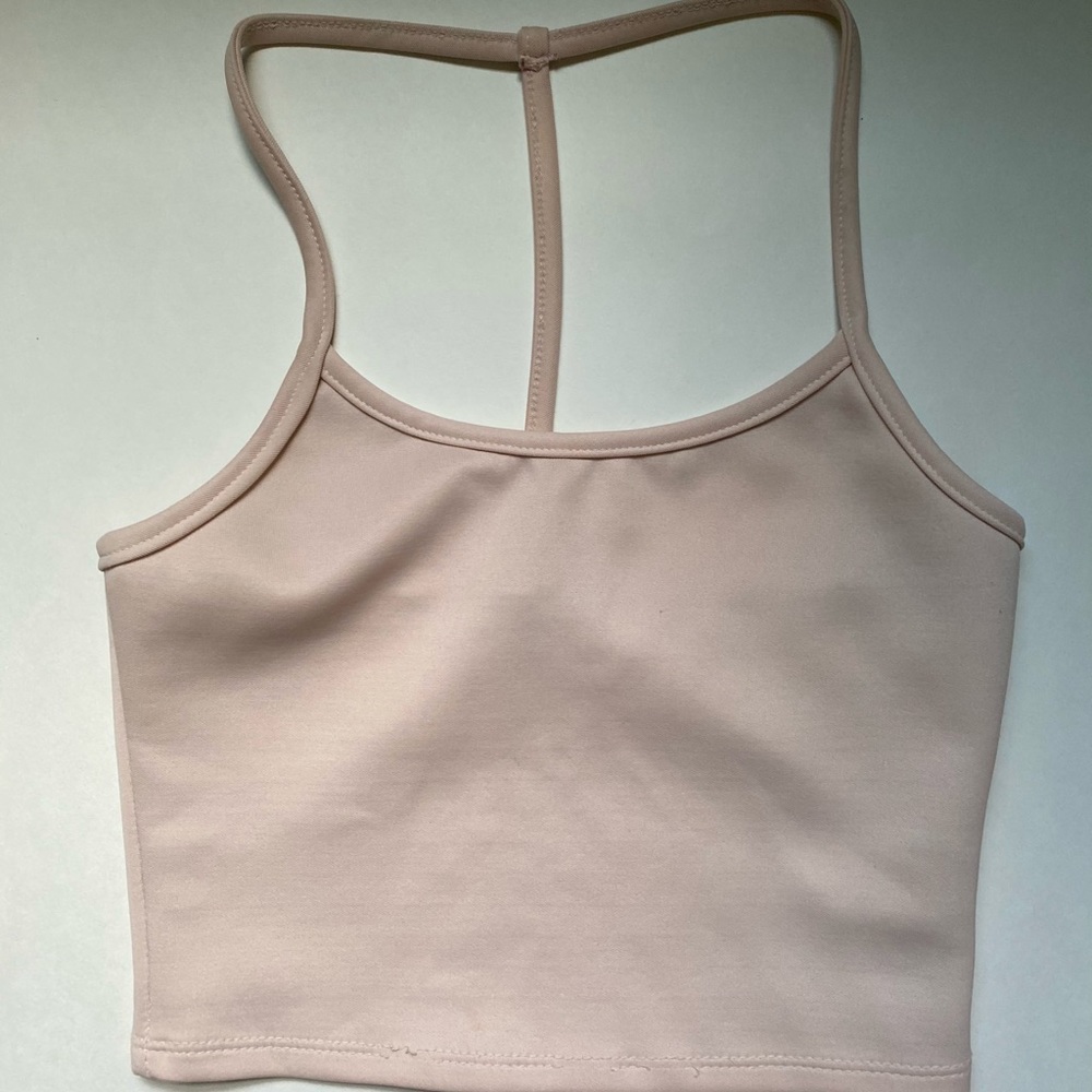 Pale pink strappy crop top
